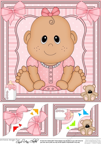 8 x 8 Cute Ethnic New Baby Girl Scalloped Corner Topper 