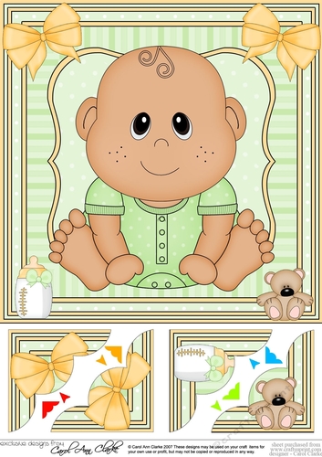8 x 8 Cute Ethnic New Baby Girl Scalloped Corner Topper 