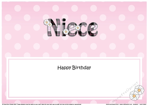 Large DL Happy Birthday NIECE insert with tartan