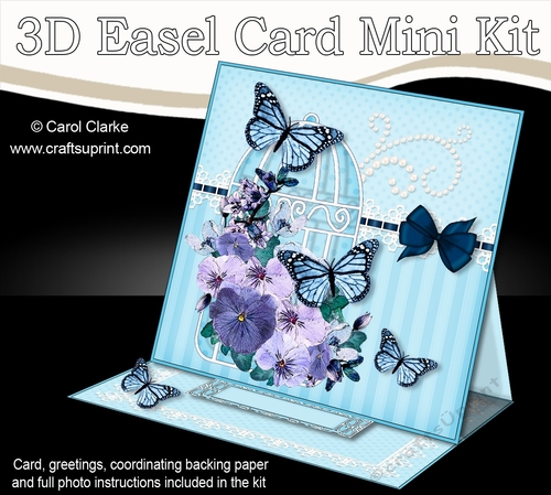 3D Easel Card Mini Kit - Pretty Floral Birdcage with Butterflies