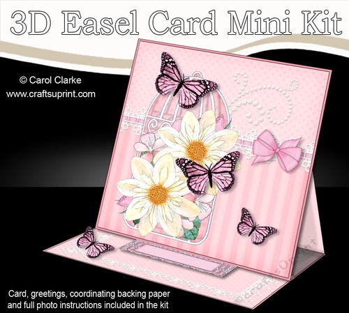 3D Easel Card Mini Kit - Pretty Floral Birdcage with Butterflies
