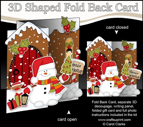 3D Shaped No-Hole Fold Back Christmas Card Mini Kit - Snowman Oli has an Xmas Tree