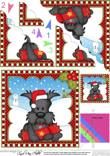 Christmas Scalloped Corner Stacker - Little Scottie Dog