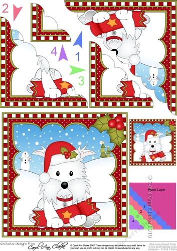Christmas Scalloped Corner Stacker - Little Westie Dog
