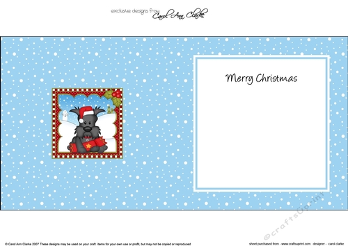 Christmas square landscape insert- Little Scottie Dog