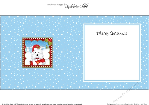 Christmas square landscape insert- Little Westie Dog