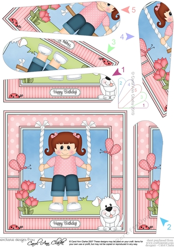 Cute Little Girl is Swinging High Fan Pyramage Topper