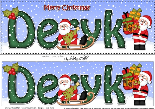Large DL Merry Christmas DERYK 3D decoupage