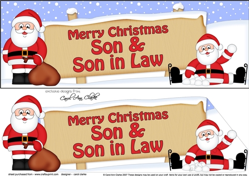 Large DL Merry Christmas SON & SON IN LAW with Santa 3D decoupage