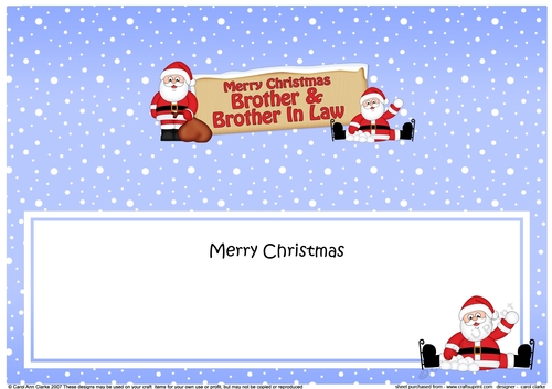 Large DL Merry Christmas BROTHER & BROTHER IN LAW with Santa insert