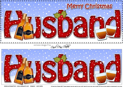 Large DL Merry Christmas HUSBAND with Whisky 3D decoupage 