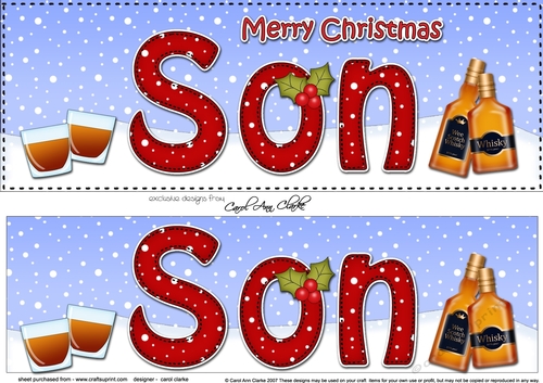 Large DL Merry Christmas SON with Whisky 3D decoupage 