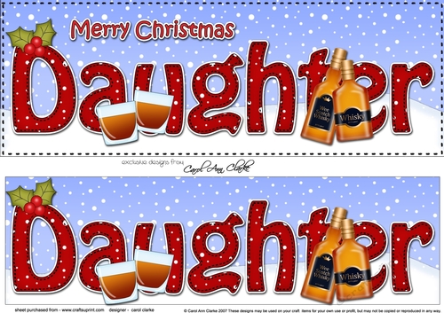 Large DL Merry Christmas DAUGHTER with Whisky 3D decoupage 
