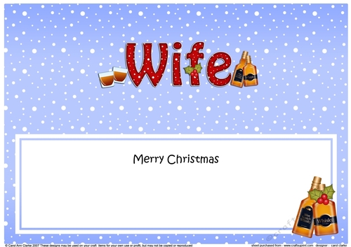 Large DL Merry Christmas WIFE with Whisky insert