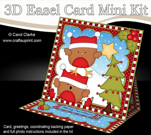 3D Easel Card Mini Kit - Christmas Bobbin Robin