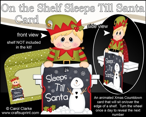 On the Shelf Sleeps Till Santa Card Kit - Cute Little Christmas Elf