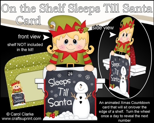 On the Shelf Sleeps Till Santa Card Kit - Cute Little Christmas Elf