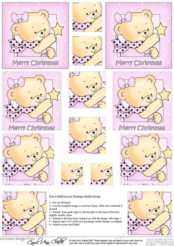Cute Hunney Bear Rosie has a Christmas Star - Pyramage Sheet
