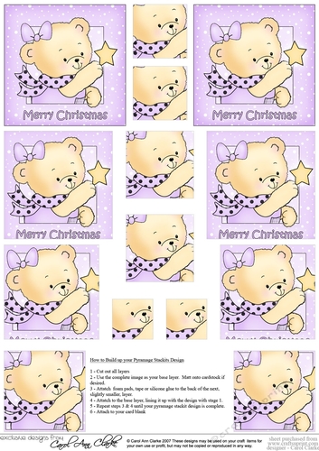 Cute Hunney Bear Rosie has a Christmas Star - Pyramage Sheet