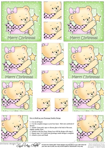 Cute Hunney Bear Rosie has a Christmas Star - Pyramage Sheet