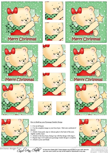 Cute Hunney Bear Rosie has a Christmas Star - Pyramage Sheet