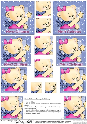 Cute Hunney Bear Rosie has a Christmas Star - Pyramage Sheet