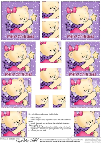 Cute Hunney Bear Rosie has a Christmas Star - Pyramage Sheet