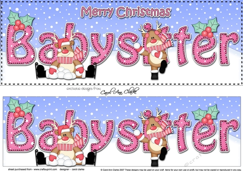 Large DL Merry Christmas BABYSITTER 3D decoupage with Rudolph