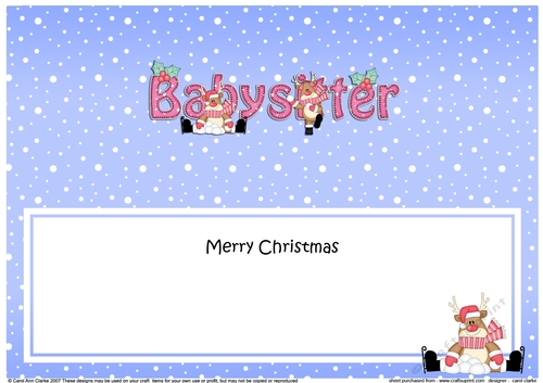 Large DL Merry Christmas BABYSITTER insert with Rudolph