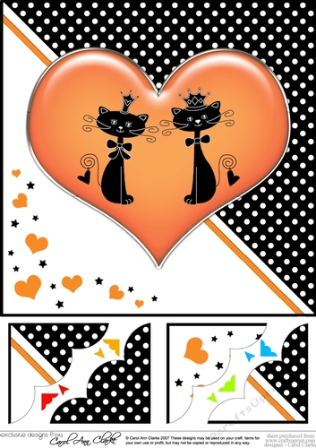 8 x 8 Kool Kats Purrfect Love Scalloped corner Topper