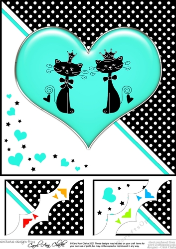 8 x 8 Kool Kats Purrfect Love Scalloped corner Topper
