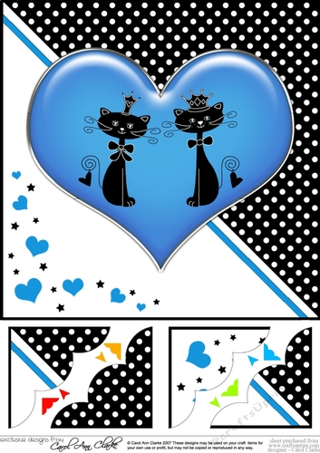 8 x 8 Kool Kats Purrfect Love Scalloped corner Topper