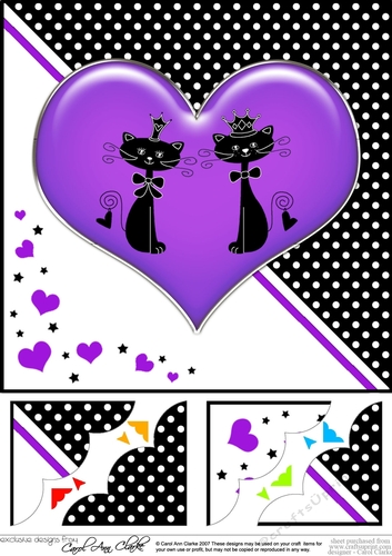 8 x 8 Kool Kats Purrfect Love Scalloped corner Topper