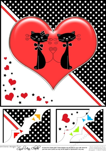 8 x 8 Kool Kats Purrfect Love Scalloped corner Topper