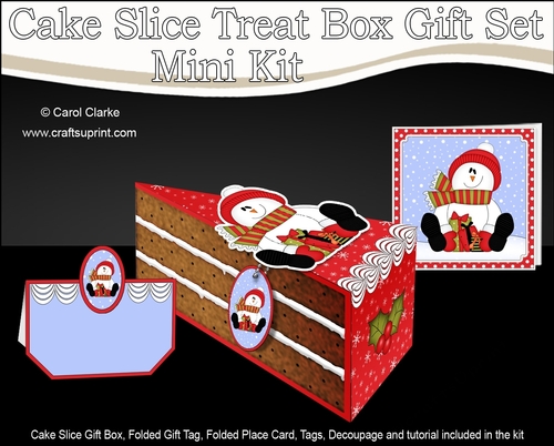 3D Christmas Cake Slice Treat Box Gift Set Mini Kit - Snowman Rio