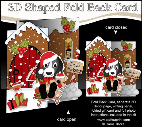3D Shaped No-Hole Fold Back Christmas Card Kit - Little Springer Spaniel Dog