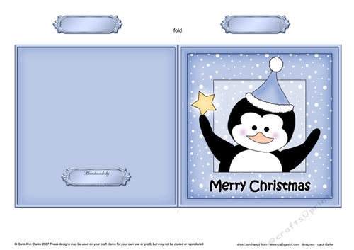 Christmas Penguin Cut and Fold Card 