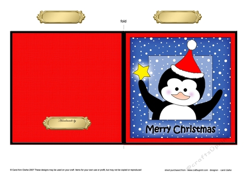Christmas Penguin Cut and Fold Card 