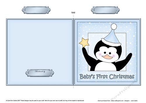 Babys First Christmas Penguin Cut and Fold Card