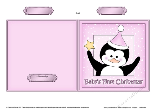 Babys First Christmas Penguin Cut and Fold Card