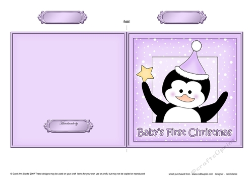 Babys First Christmas Penguin Cut and Fold Card
