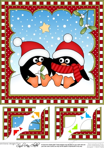 Christmas Penguin 8 x 8 Scalloped Corner Topper  