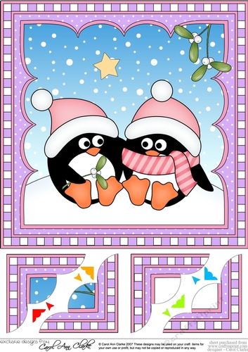Christmas Penguin 8 x 8 Scalloped Corner Topper  