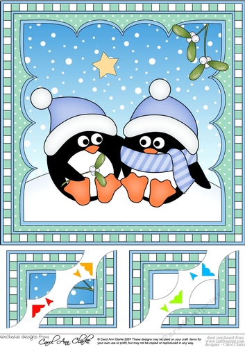Christmas Penguin 8 x 8 Scalloped Corner Topper  