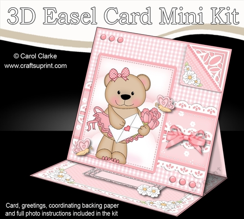 3D Easel Card Mini Kit - Pretty in Pink - Livvy Bear has a Love Letter