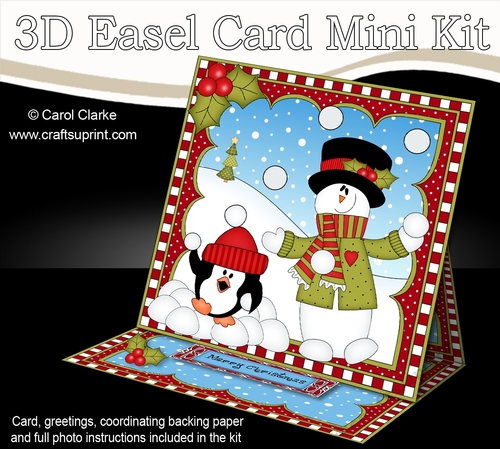 3D Easel Card Mini Kit - Christmas Snowman Rio wants is Snowballing!