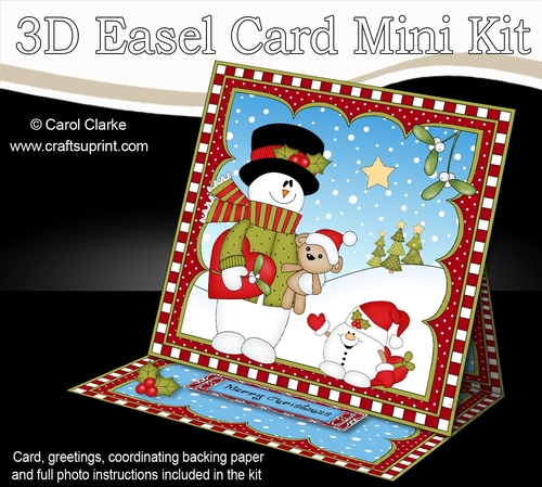3D Easel Card Mini Kit - Christmas Snowman Rio wants is in Love