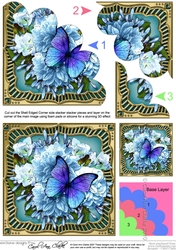 Flowers & Butterfly in a Gold Frame Shell Edged Corner Side Stacker