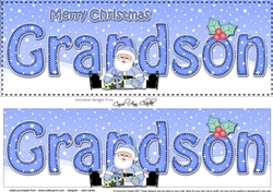 Large DL Merry Christmas GRANDSON 3D decoupage with Santa