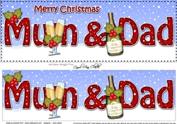 Large DL Merry Christmas MUM & DAD with Champagne 3D decoupage